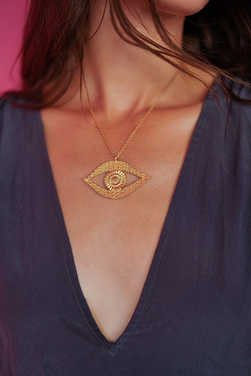 Ojo Necklace in Gold - Corail Blanc