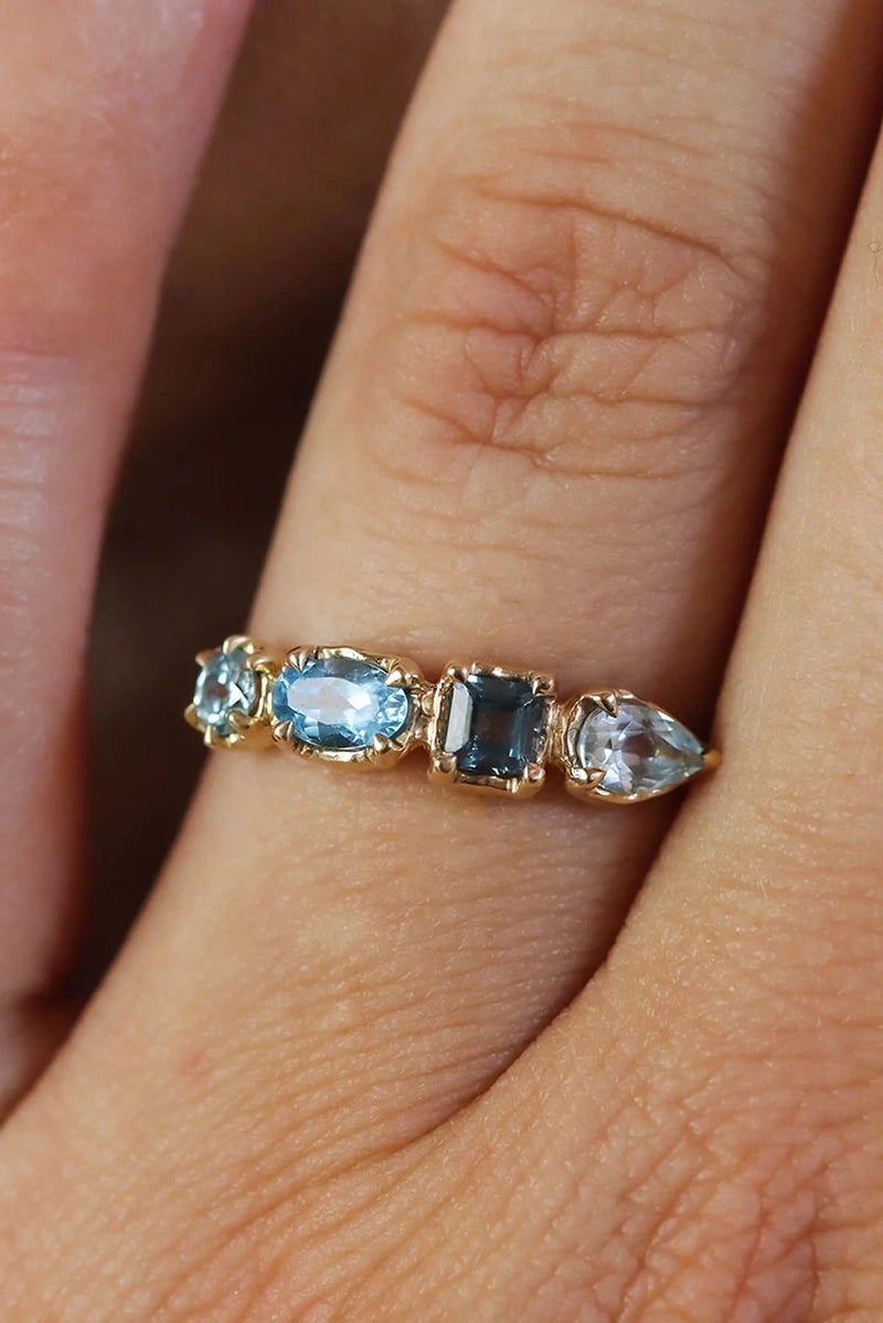 Oceanic Gemstone Ring in 14k Gold - Corail Blanc