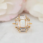 Opal & Topaz Baguette Fire Ring - Corail Blanc