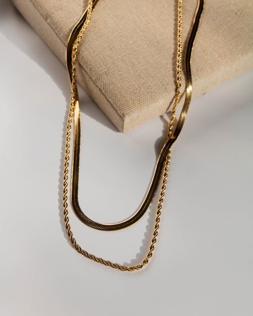 The Duo Necklace in Gold - Corail Blanc