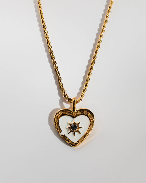 Dove Heart Necklace - Corail Blanc