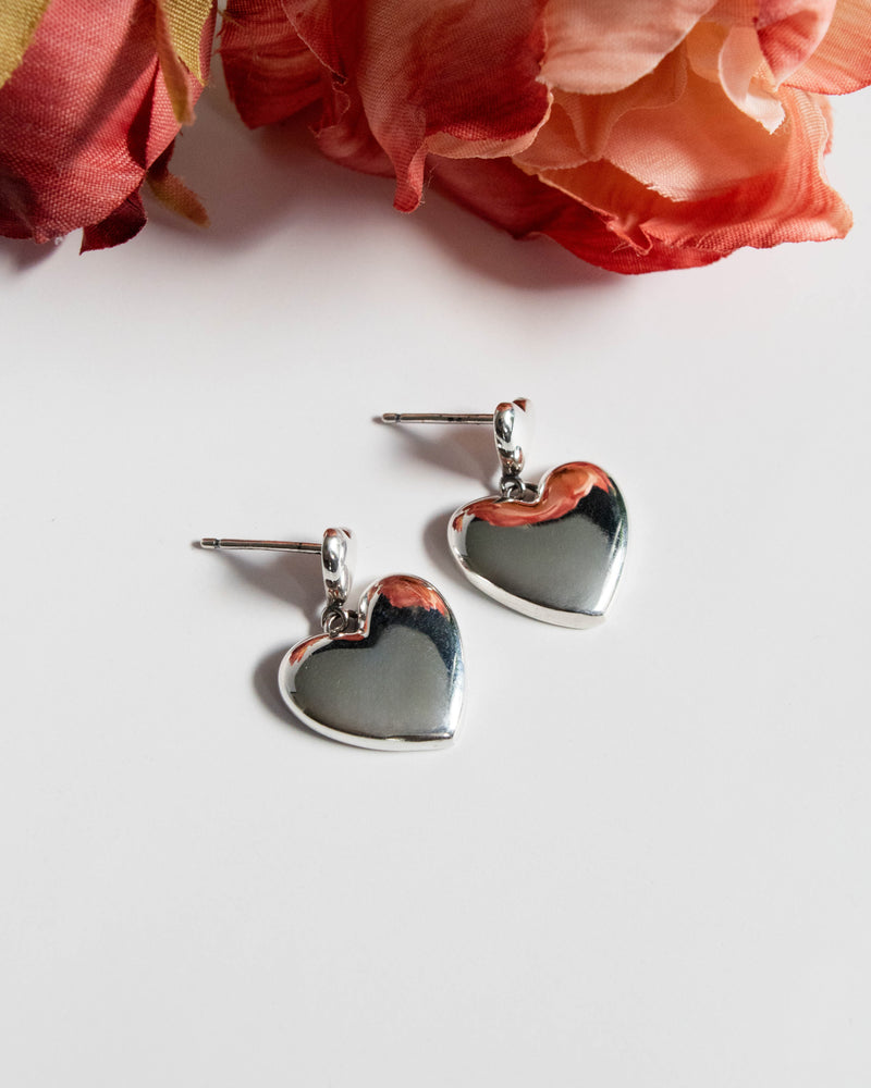 Pebble Heart Earrings in Silver - Corail Blanc