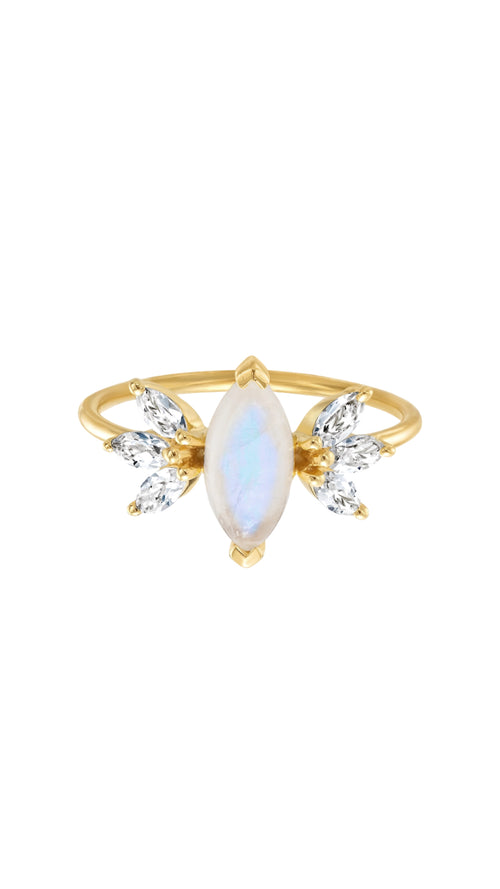 Rainbow Moonstone & Topaz Fly Away with Me Ring - Corail Blanc