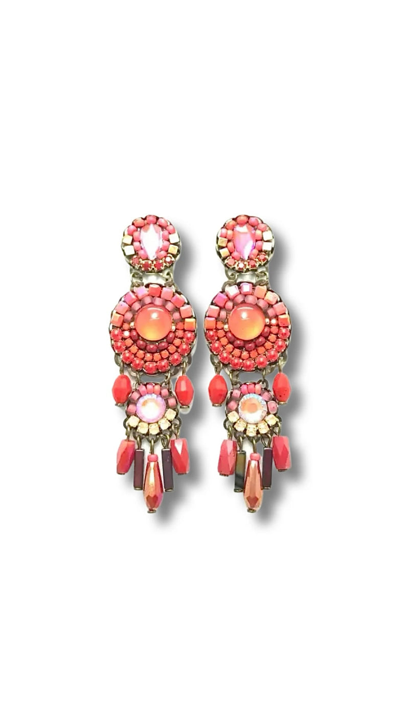 Red velvet Earrings L - Corail Blanc