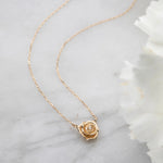 14kt Gold Diamond Rose Necklace - Corail Blanc